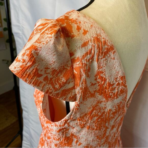 Betsey Johnson Jacquard Floral Orange Pleated Fit & Flare Dress Size 10 Womens - Picture 6 of 14